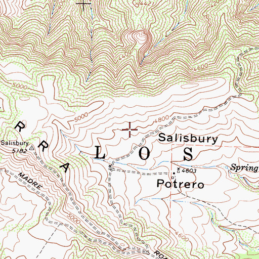 Topographic Map of Salisbury Rustic Campsite, CA