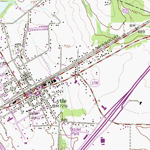 Topographic Map of Lytle City Municipal Offices, TX