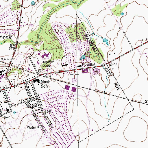 Topographic Map of Mansfield City Hall, TX