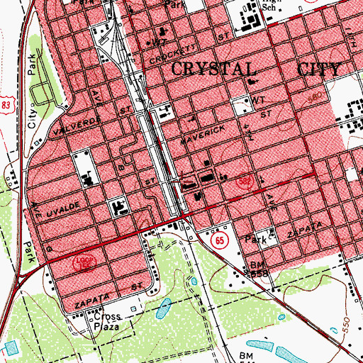 Topographic Map of Crystal City City Hall, TX