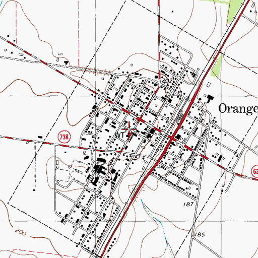 Topographic Map of Orange Grove City Hall, TX