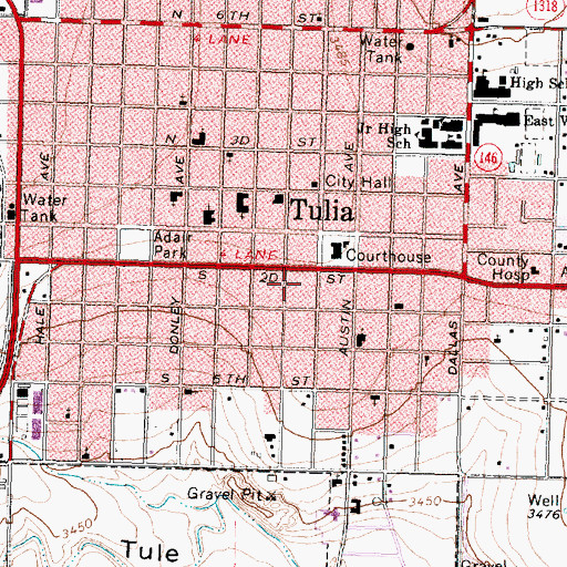 Topographic Map of Tulia City Hall, TX