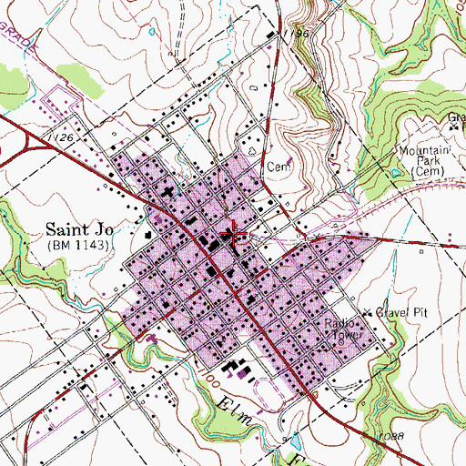 Topographic Map of Saint Jo City Hall, TX