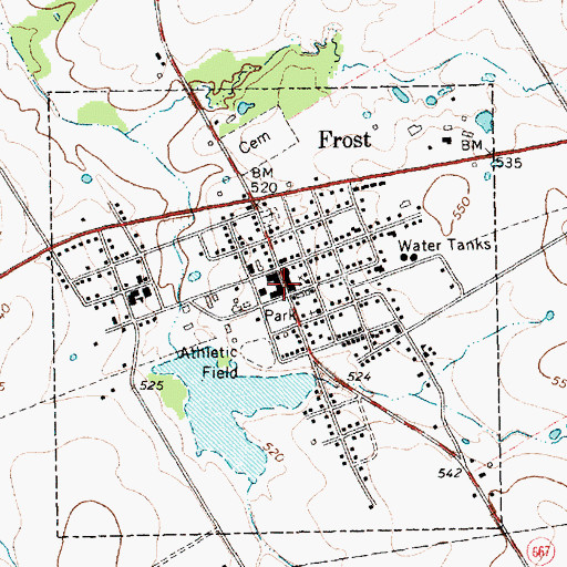 Topographic Map of Frost City Hall, TX