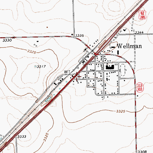Topographic Map of Wellman City Hall, TX