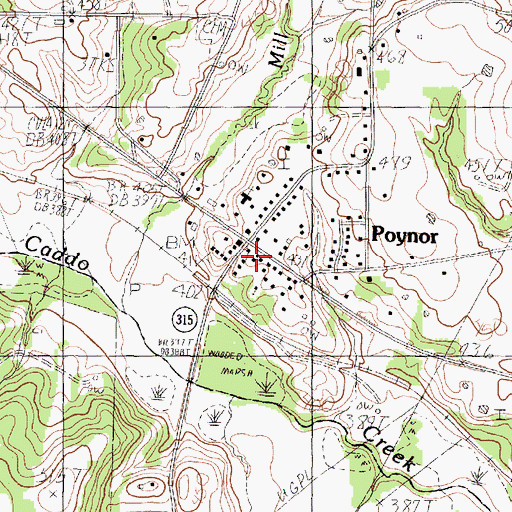 Topographic Map of Poynor City Hall, TX