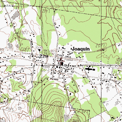 Topographic Map of Joaquin City Hall, TX