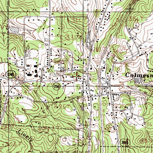 Topographic Map of Colmesneil City Office, TX