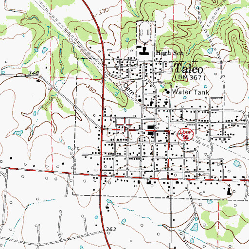 Topographic Map of Talco City Hall, TX
