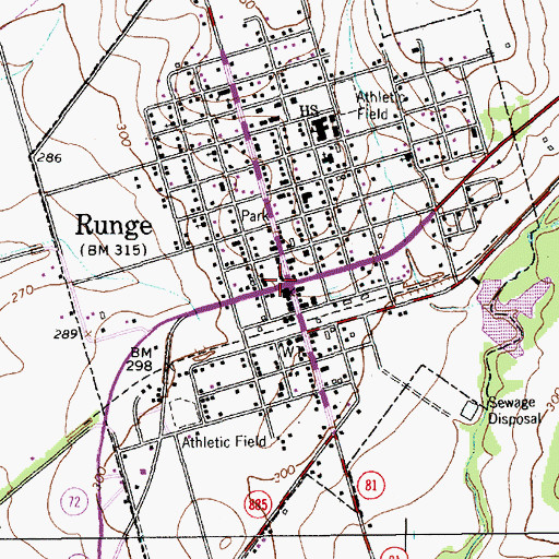 Topographic Map of Runge City Hall, TX