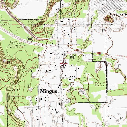 Topographic Map of Mingus City Hall, TX
