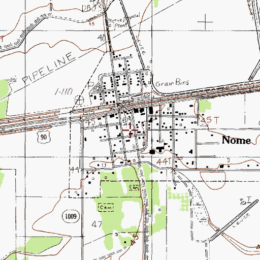 Topographic Map of Nome City Hall, TX