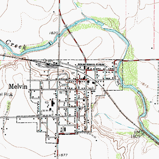 Topographic Map of Melvin City Office, TX