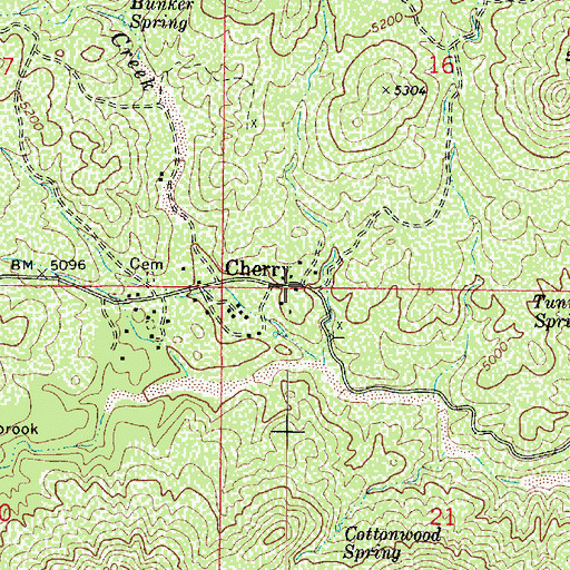 Topographic Map of Cherry, AZ