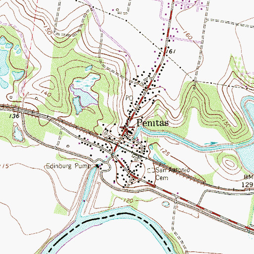 Topographic Map of Penitas City Office, TX