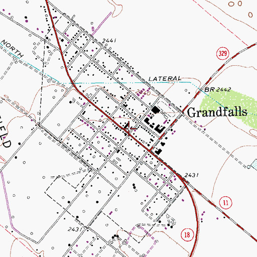 Topographic Map of Grandfalls City Hall, TX