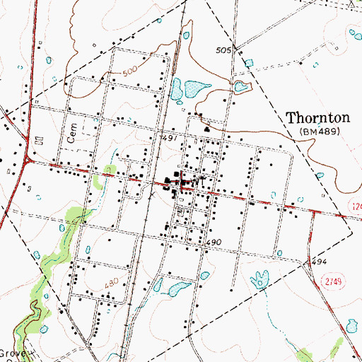Topographic Map of Thornton City Office, TX