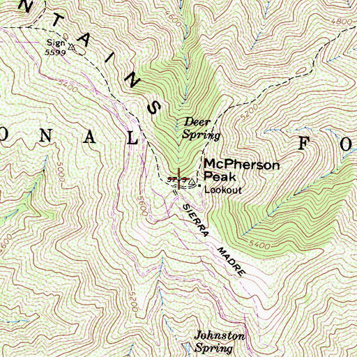 Topographic Map of McPherson Camp, CA
