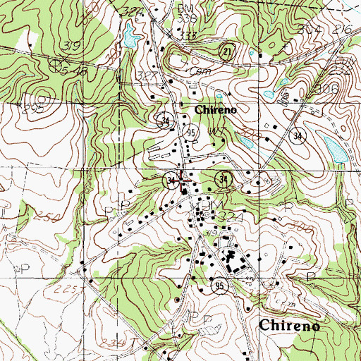 Topographic Map of Chireno City Office, TX
