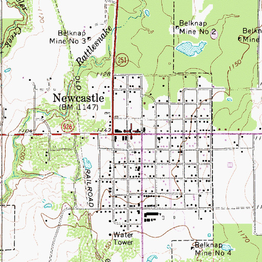 Topographic Map of Newcastle City Hall, TX