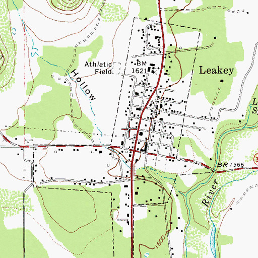 Topographic Map of Leakey City Hall, TX