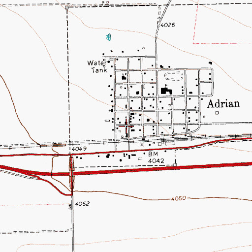 Topographic Map of Adrian City Office, TX