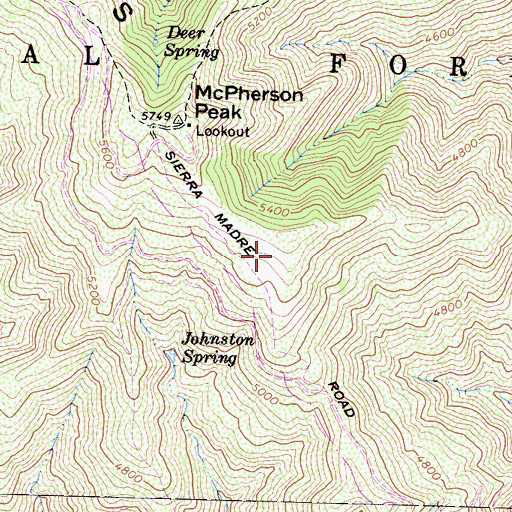 Topographic Map of McPherson Campground, CA