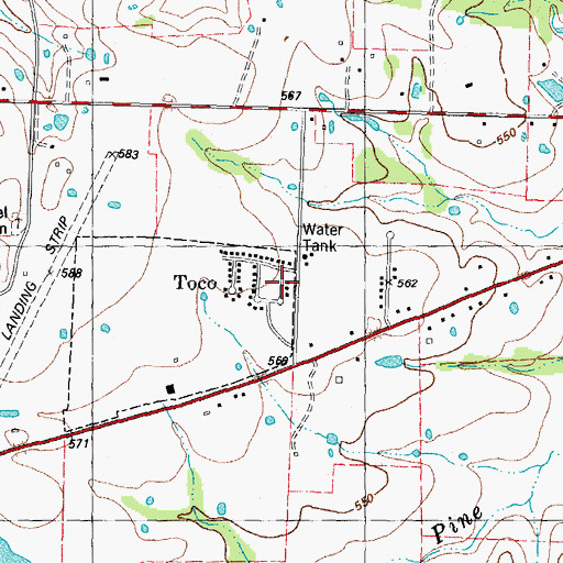 Topographic Map of Toco City Hall, TX