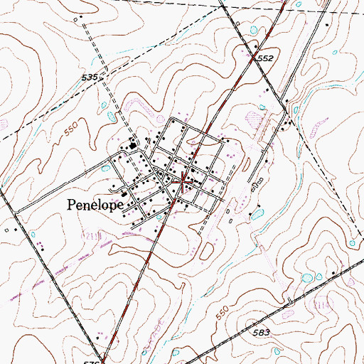Topographic Map of Penelope City Hall, TX