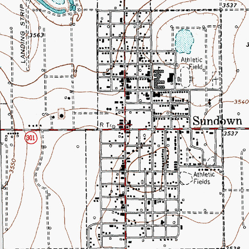 Topographic Map of Sundown City Hall, TX