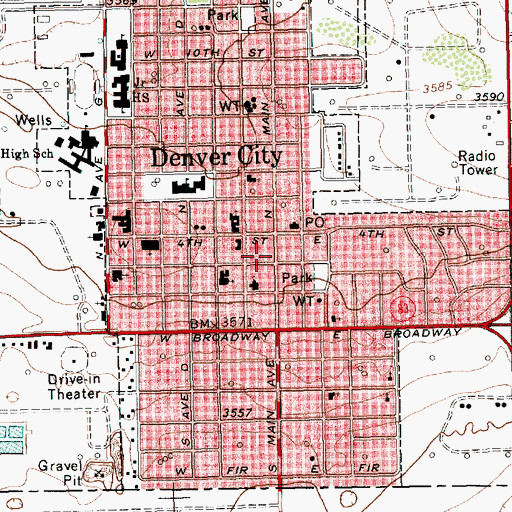 Topographic Map of Denver City City Hall, TX
