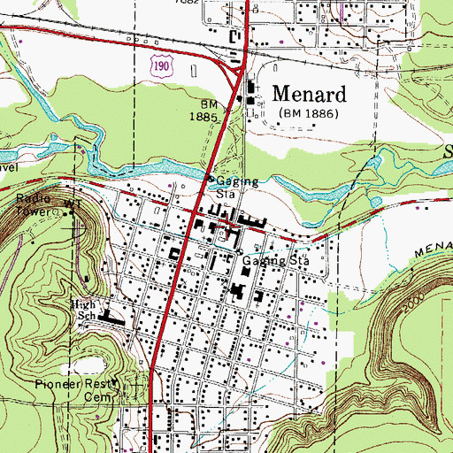 Topographic Map of Menard City Hall, TX