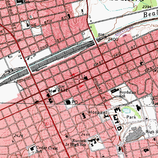 Topographic Map of Big Spring City Hall, TX