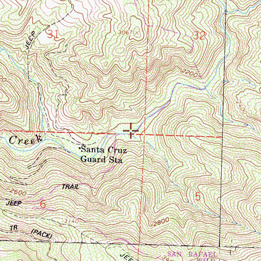 Topographic Map of Santa Cruz Rustic Campsite, CA
