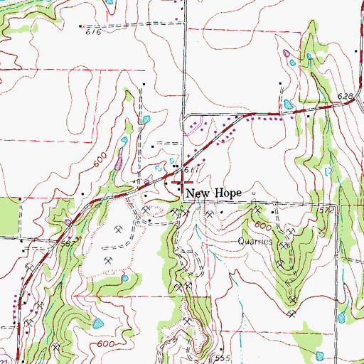 Topographic Map of New Hope Town Hall, TX