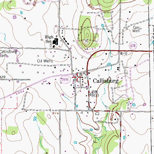 Topographic Map of Callisburg City Hall, TX