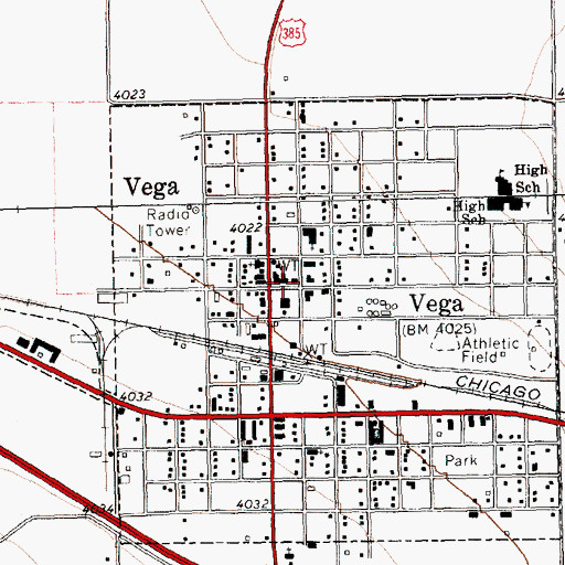 Topographic Map of Vega City Hall, TX