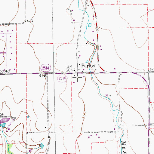 Topographic Map of Parker City Hall, TX