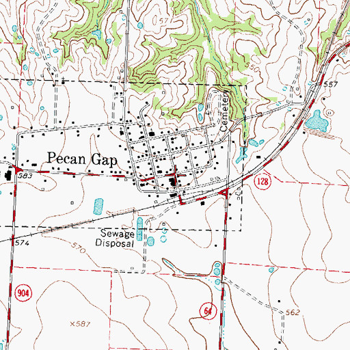 Topographic Map of Pecan Gap City Hall, TX