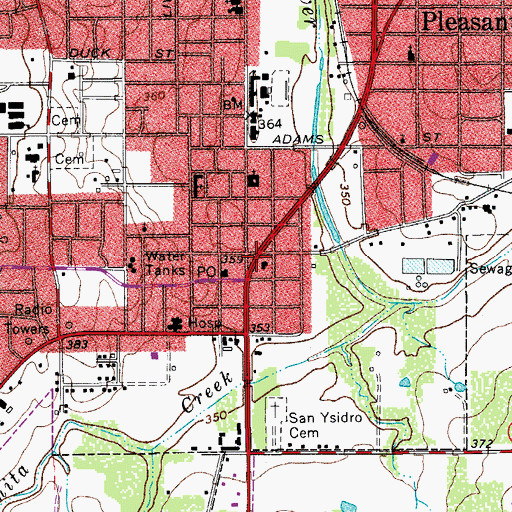 Topographic Map of Pleasanton City Hall, TX