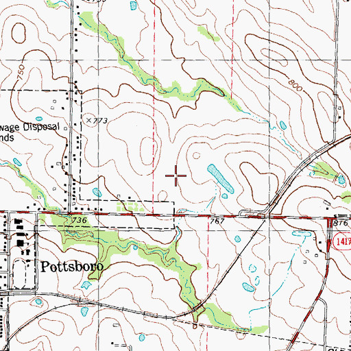 Topographic Map of Pottsboro City Hall, TX