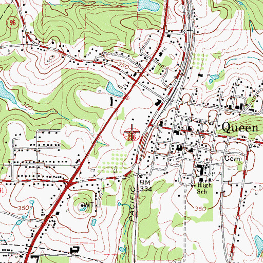 Topographic Map of Queen City City Hall, TX