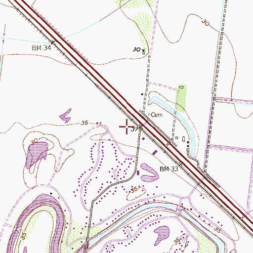 Topographic Map of Rancho Viejo Town Hall, TX
