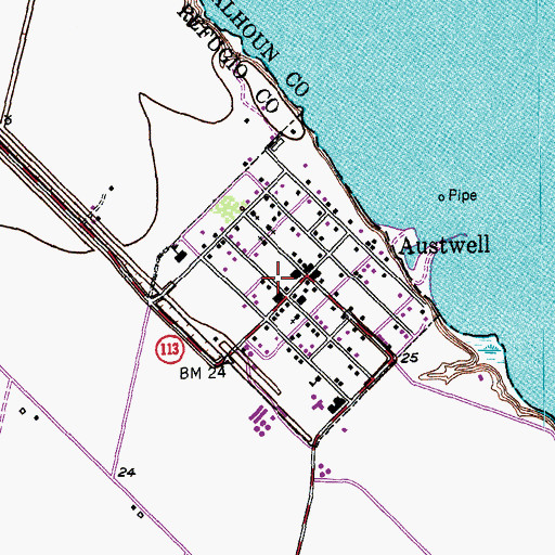 Topographic Map of Austwell City Hall, TX