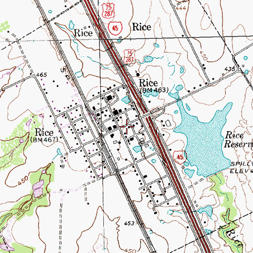 Topographic Map of Rice City Hall, TX