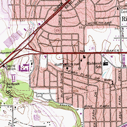 Topographic Map of Richland Hills City Hall, TX