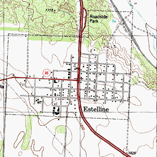 Topographic Map of Estelline City Hall, TX