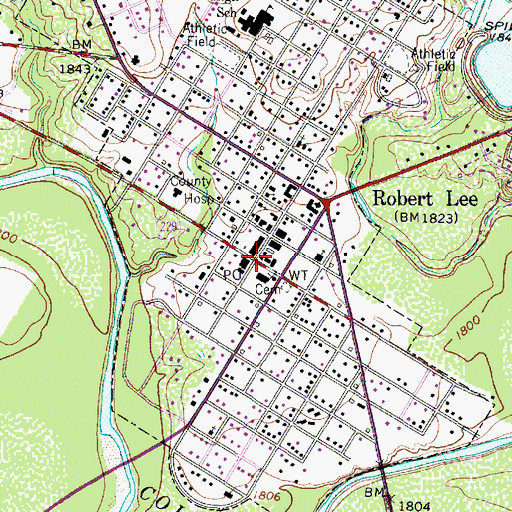 Topographic Map of Robert Lee City Hall, TX