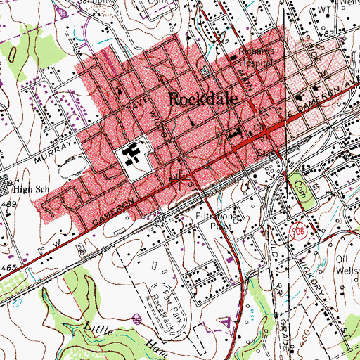 Topographic Map of Rockdale City Hall, TX