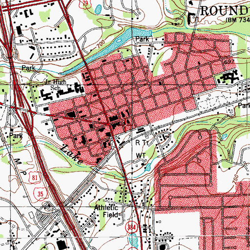 Topographic Map of Round Rock City Hall, TX
